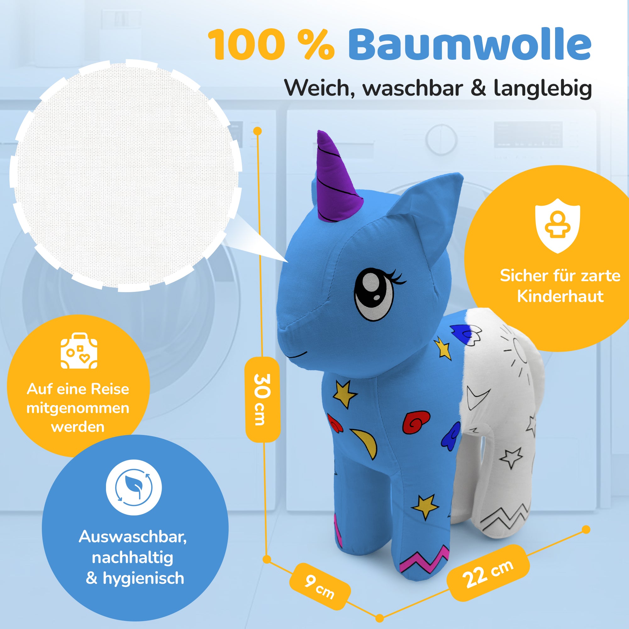 Kuscheltier zum anmalen inkl. 10 auswaschbaren Filzstifte – Kreatives Malspielzeug für Kinder